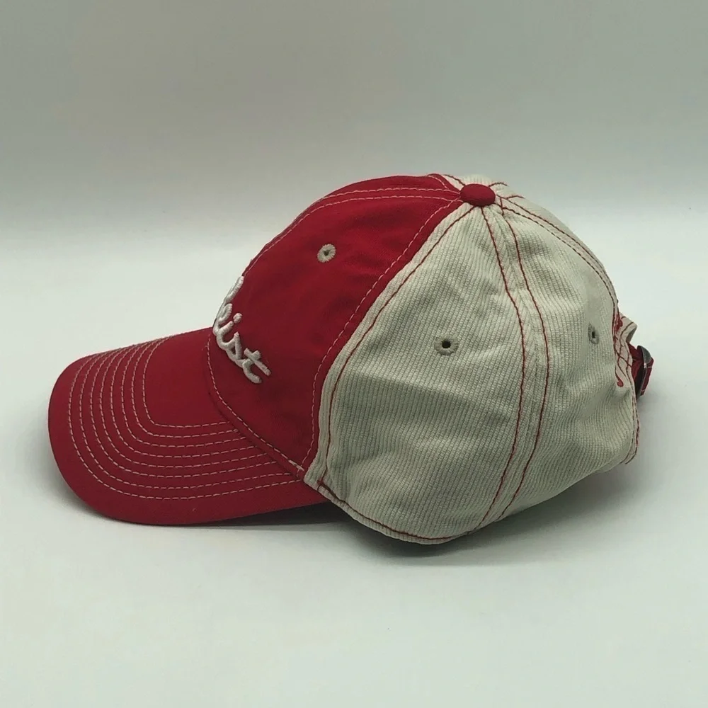 Titleist Hat Golf Adjustable Strapback Red White Outdoor Lightweight